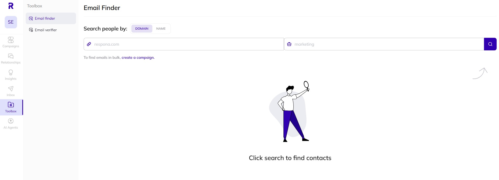 The Email Finder tool in AI Backlink Builder.